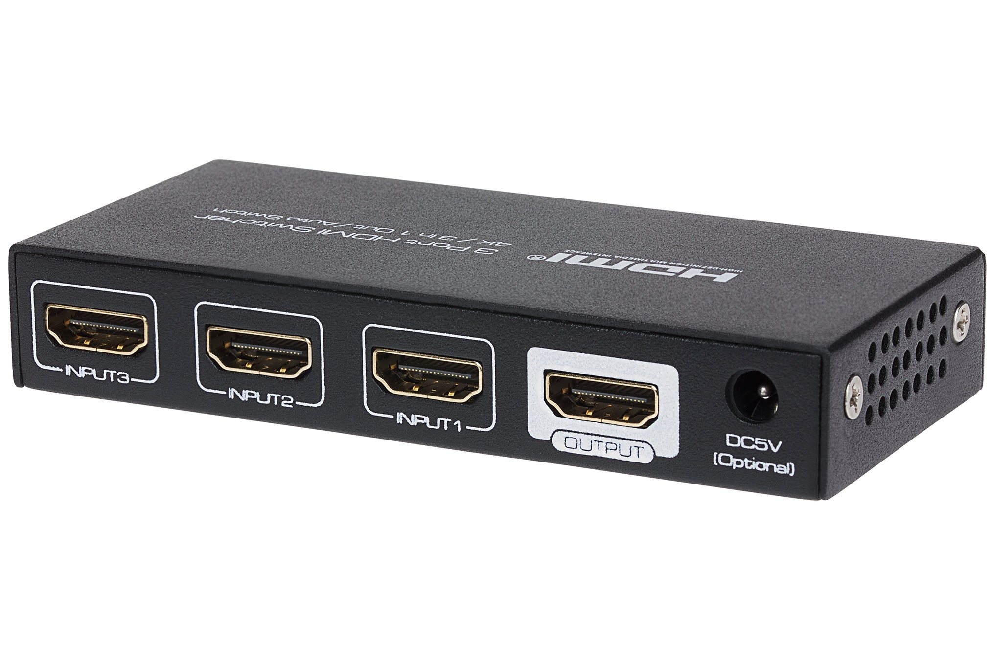 Maplin MPS HDMI Switch 3 Ports In 1 Port Out 4K Ultra HD @30Hz with Remote Control - Black