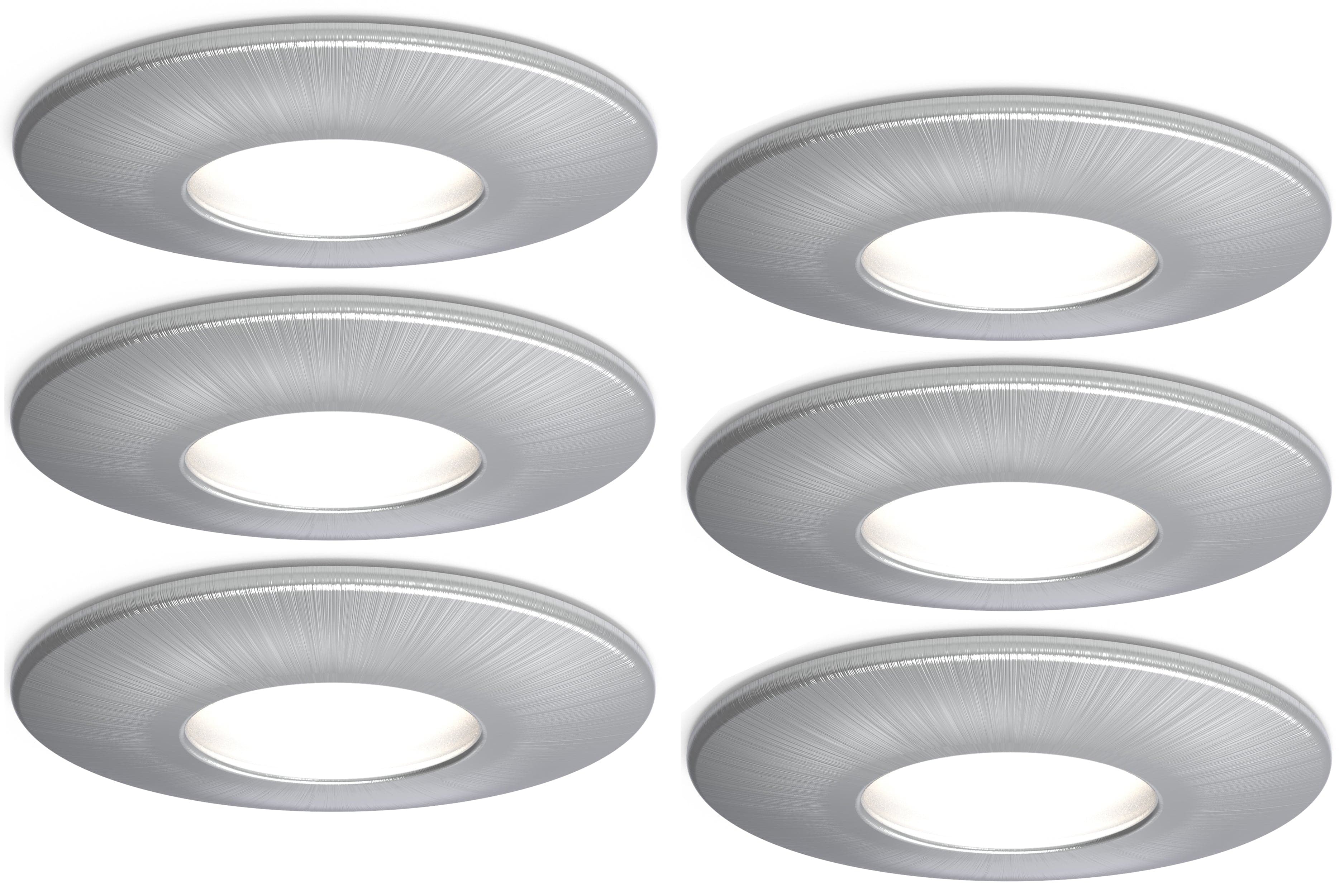 4lite IP20 GU10 Fire-Rated Downlight - Satin Chrome (Pack of 6)