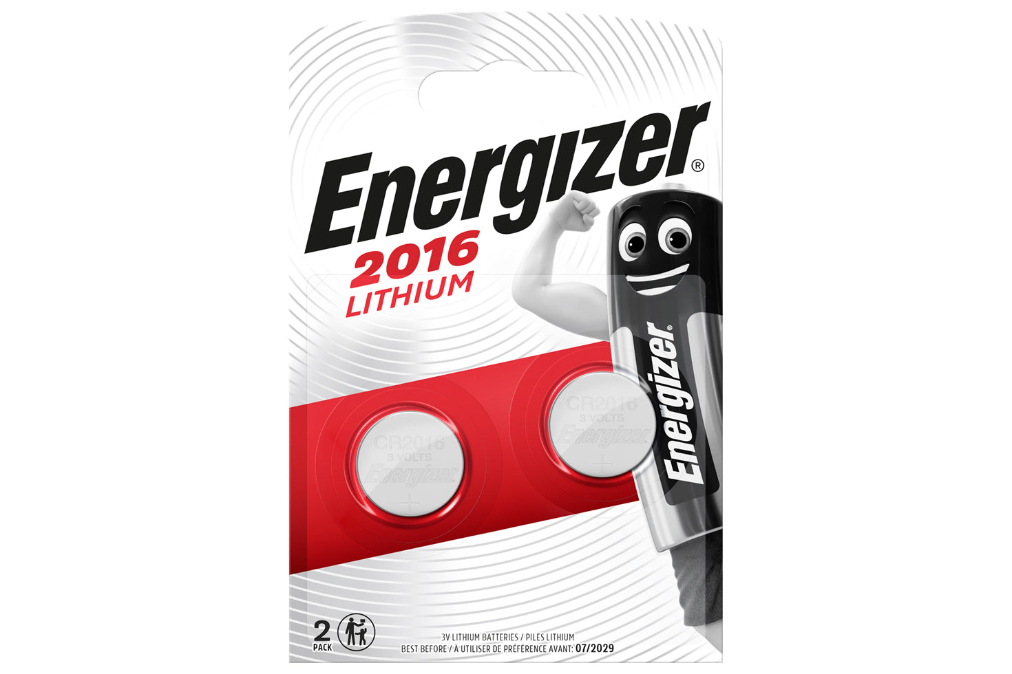 Energizer CR2016 3V Lithium Coin Cell Battery - Pack of 2
