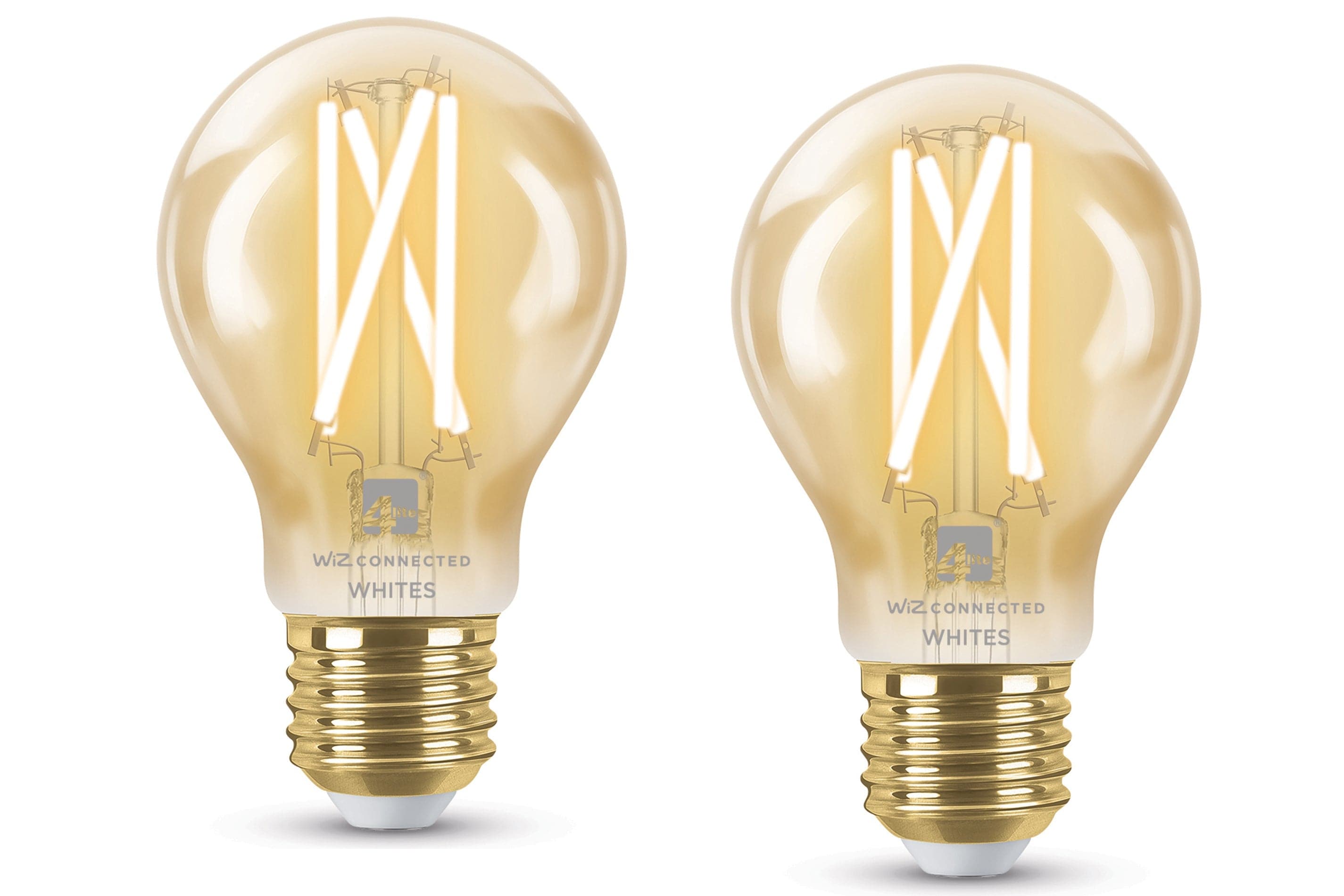 4lite WiZ Connected A60 Filament Amber WiFi LED Smart Bulb - E27 Large Screw (Pack of 2)