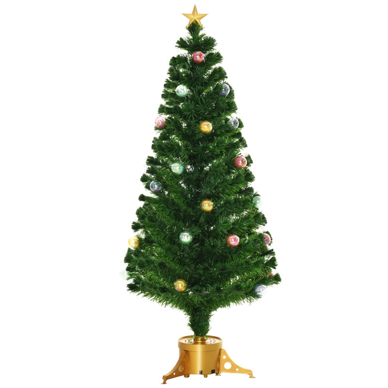 HOMCOM 5ft Pre-Lit Fibre Optic Artificial Christmas Tree with Golden Stand