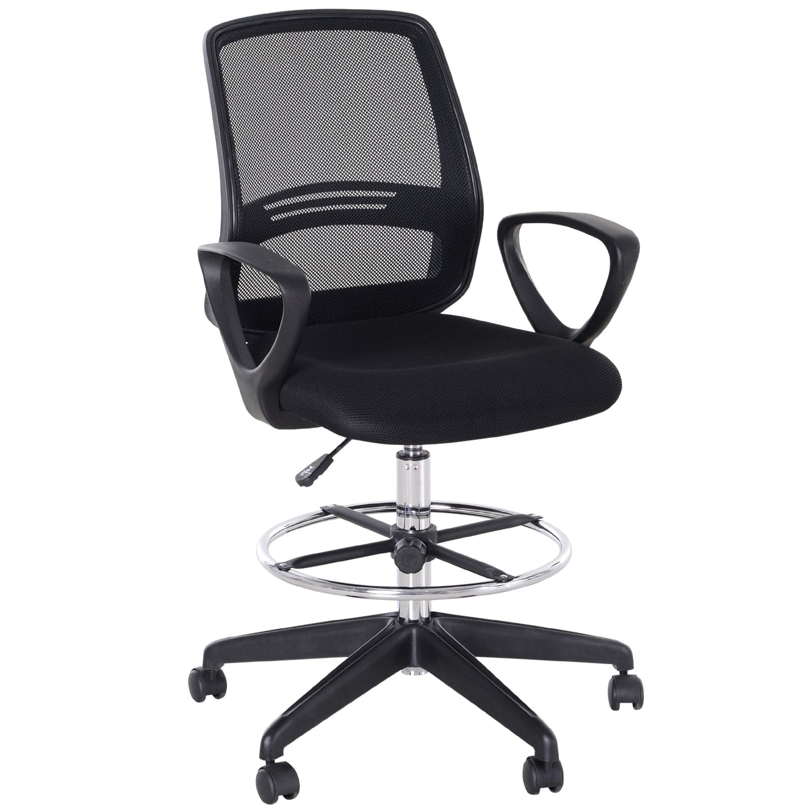 ProperAV Extra Tall Ergonomic Back Office Chair with Adjustable Height Footrest and 360deg Swivel - Black
