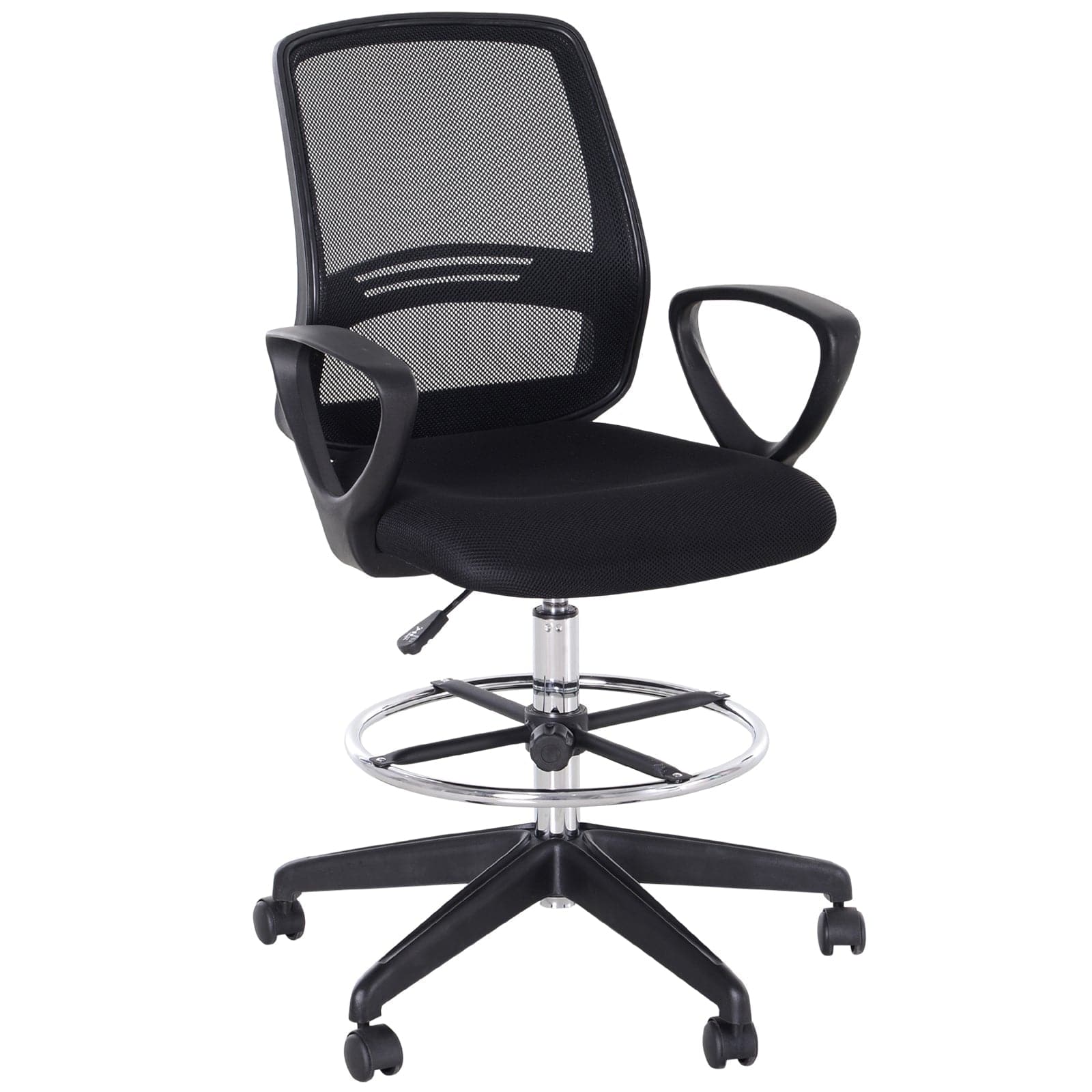 ProperAV Tall Ergonomic Back Office Chair with Adjustable Height Footrest and 360° Swivel - Black