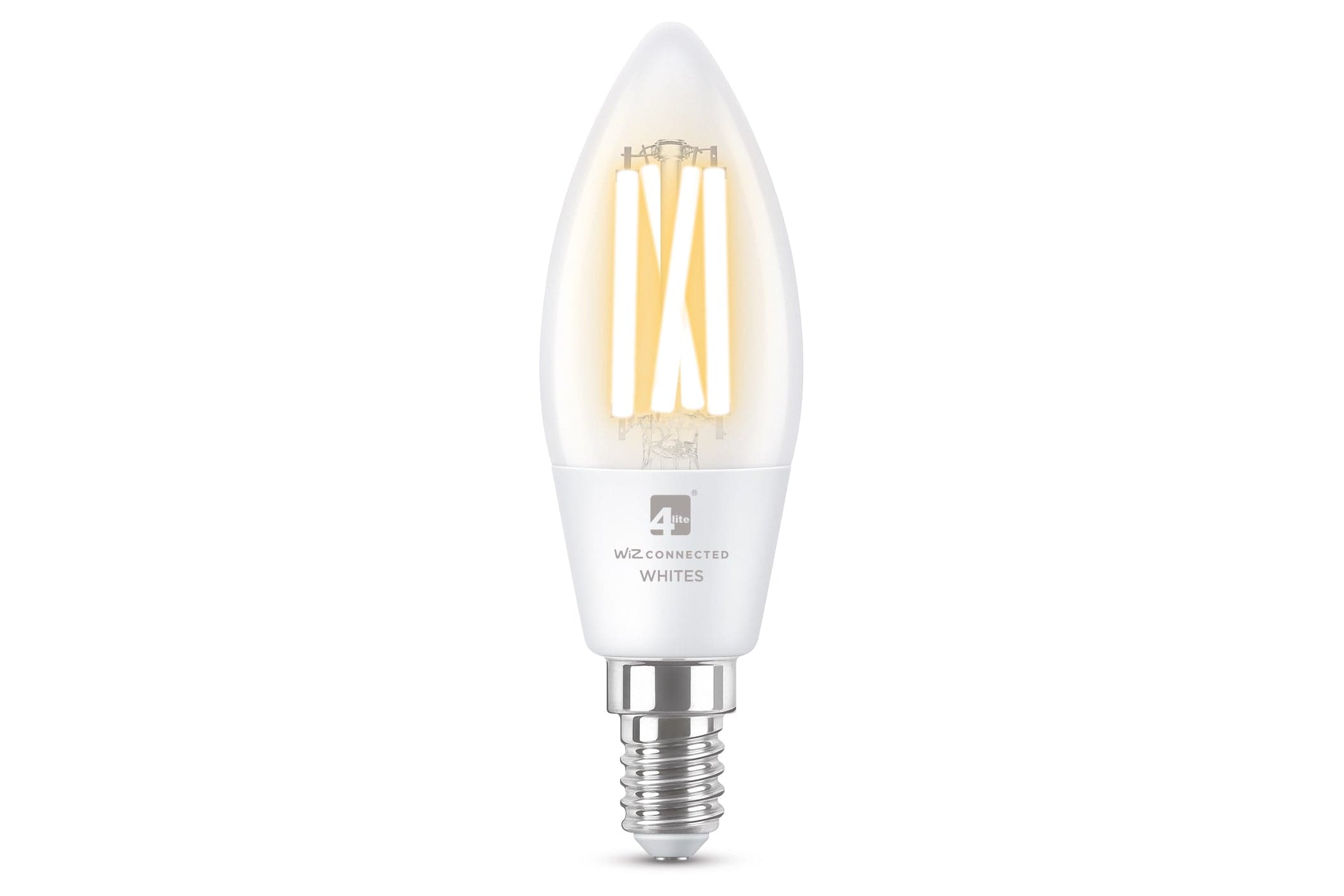 4lite WiZ Connected C35 Candle Filament White WiFi LED Smart Bulb - E14 Small Screw (Single)