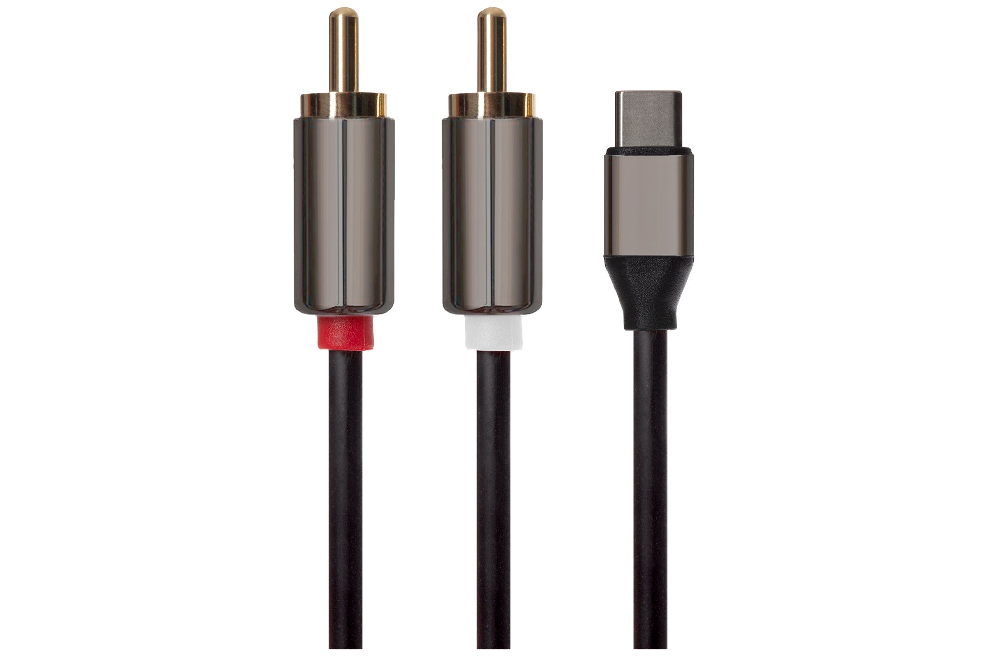 Maplin USB-C to Twin RCA Phono Jack Cable - Black, 2m