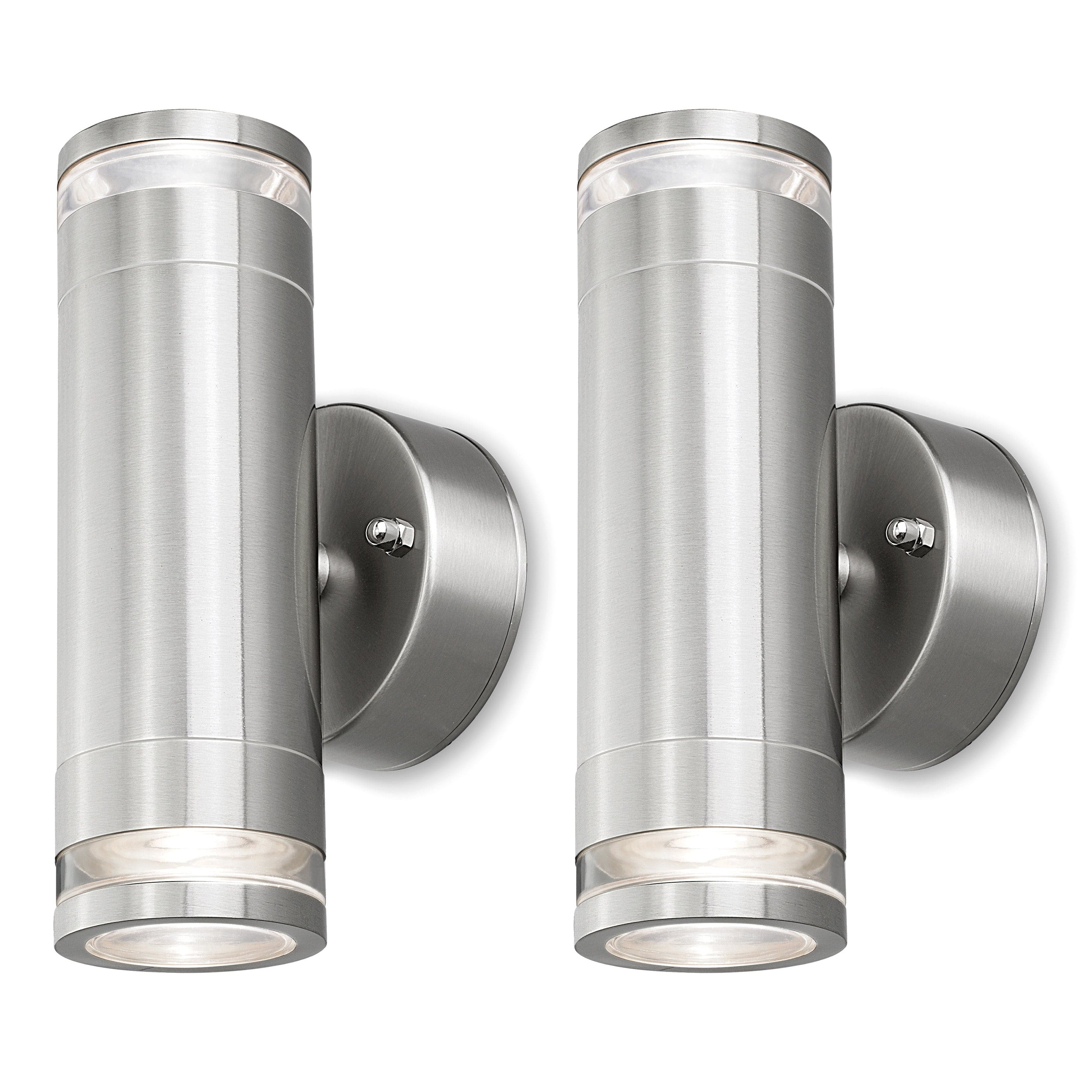 4lite Marinus GU10 Bi-Directional Outdoor Wall Light without PIR - Stainless Steel (Pack of 2)