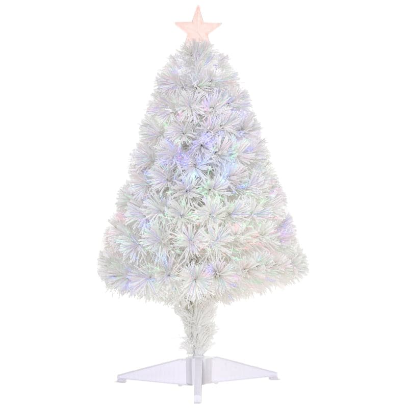 HOMCOM 2.5ft Pre-Lit Artificial Tabletop Fibre Optic Christmas Tree