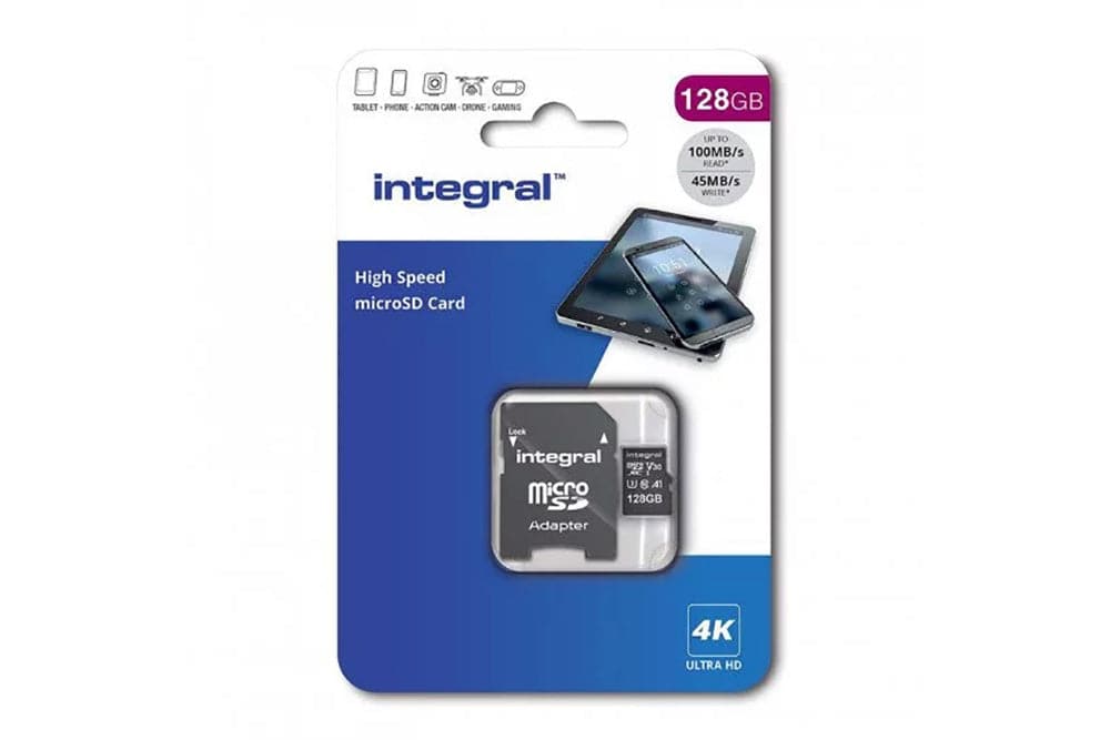 Integral 128GB 100MB/s V30 UHS-1 U3 CL10 4K MicroSDXC Memory Card