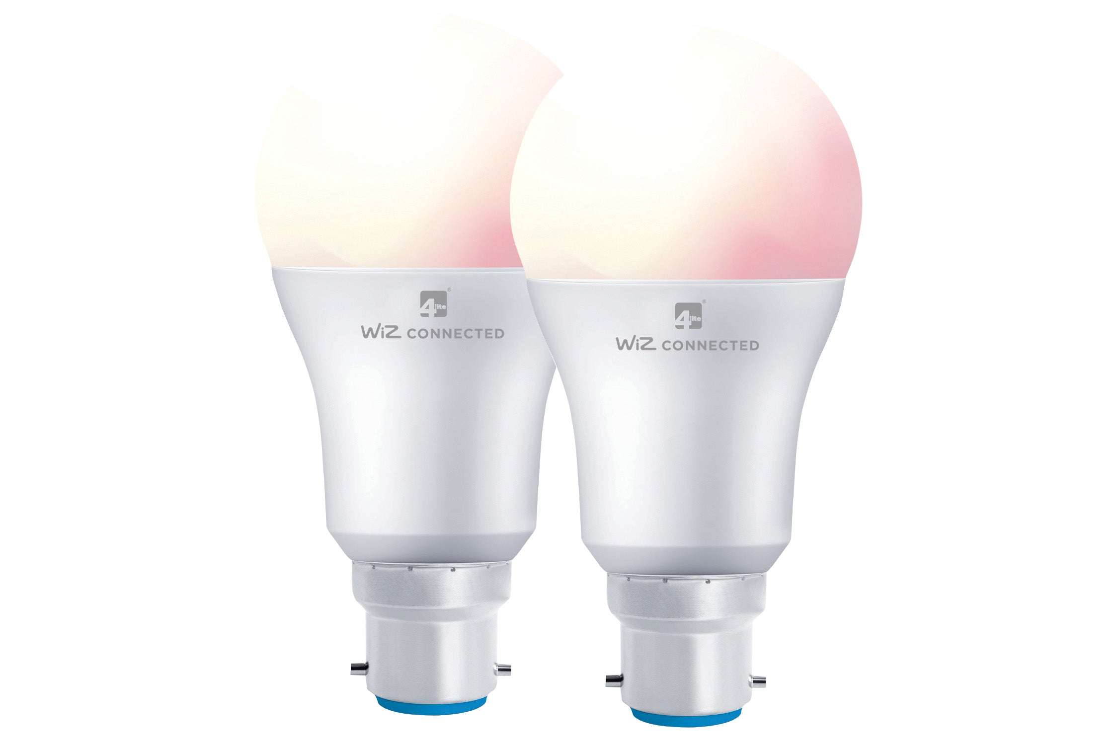 4lite WiZ Connected A60 Dimmable Multicolour WiFi LED Smart Bulb - B22 Bayonet (Pack of 2)