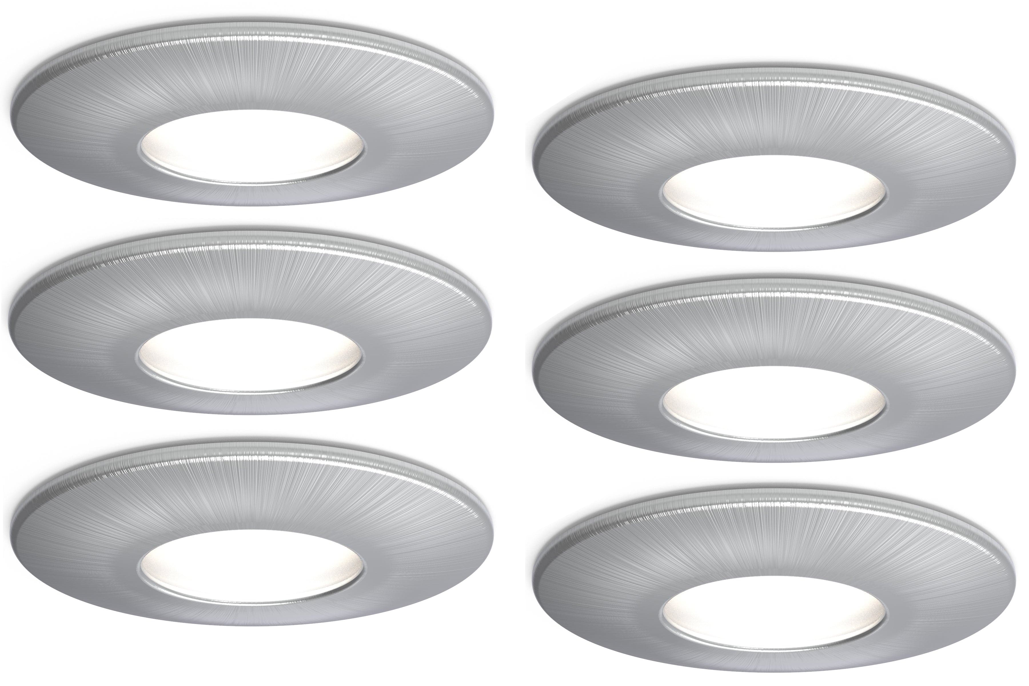 4lite IP65 GU10 Fire-Rated Downlight - Satin Chrome (Pack of 6)