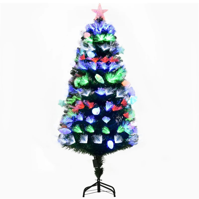 HOMCOM 5ft Pre-Lit Fibre Optic LED Artificial Christmas Tree