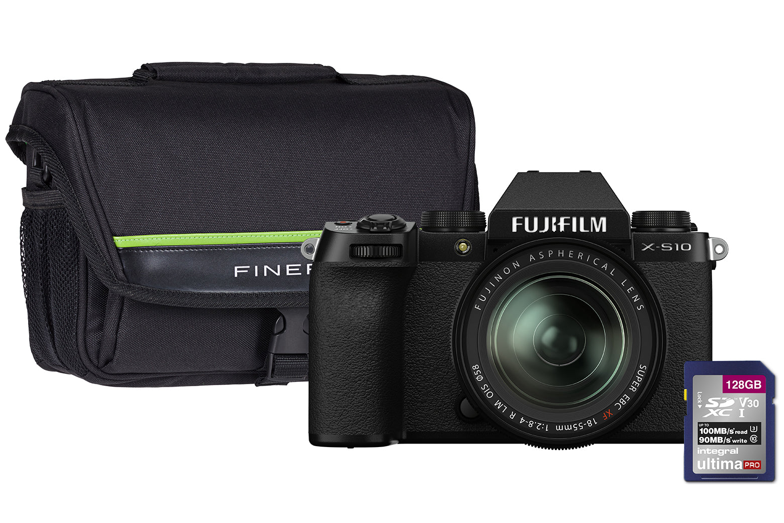 Fujifilm X-S10 Mirrorless Camera - Black (Camera + 18-55mm Lens + 128GB SD Card + Case)