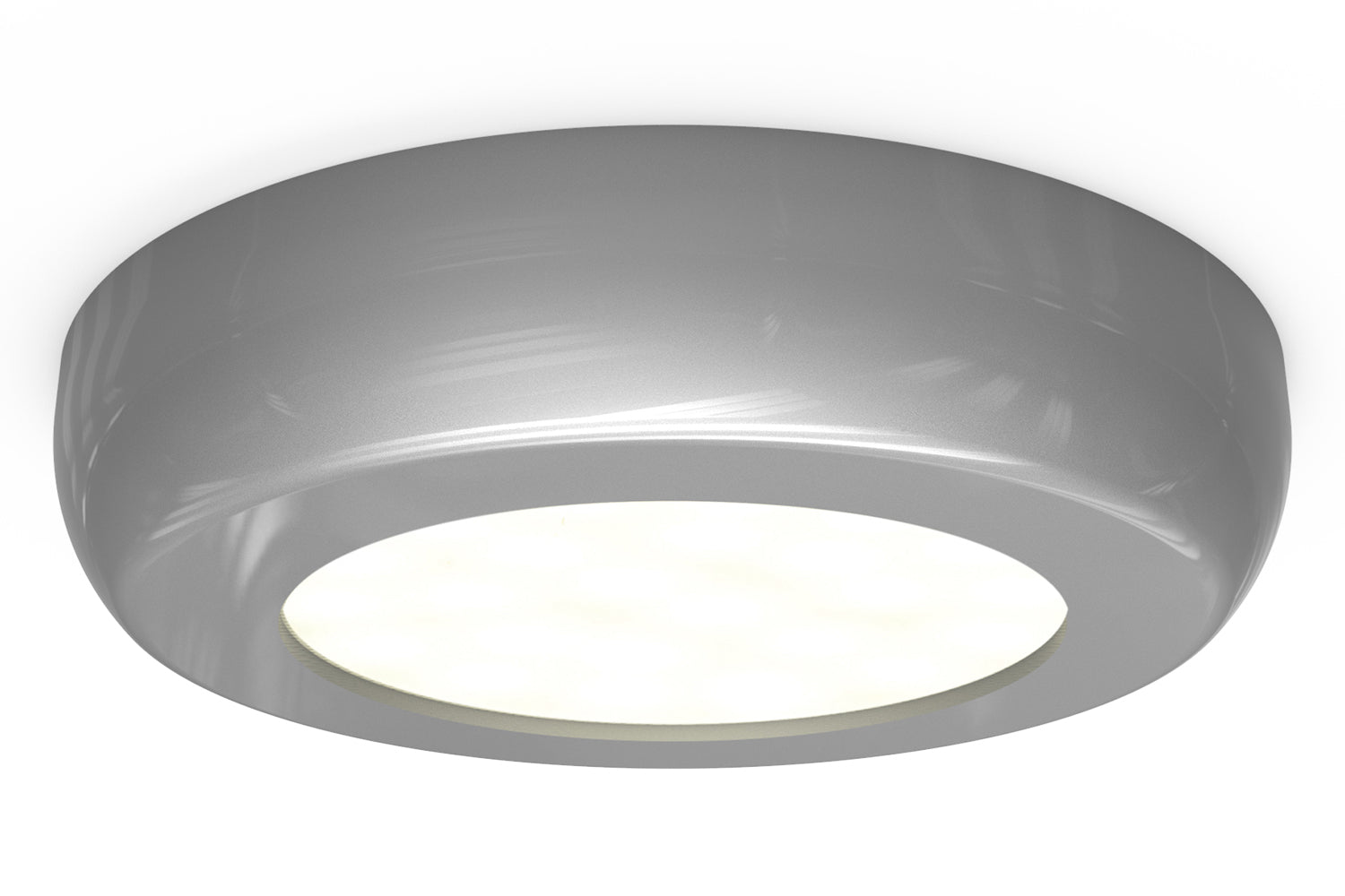 4lite Mains Powered Circle Cabinet LED Light - Silver (Single)