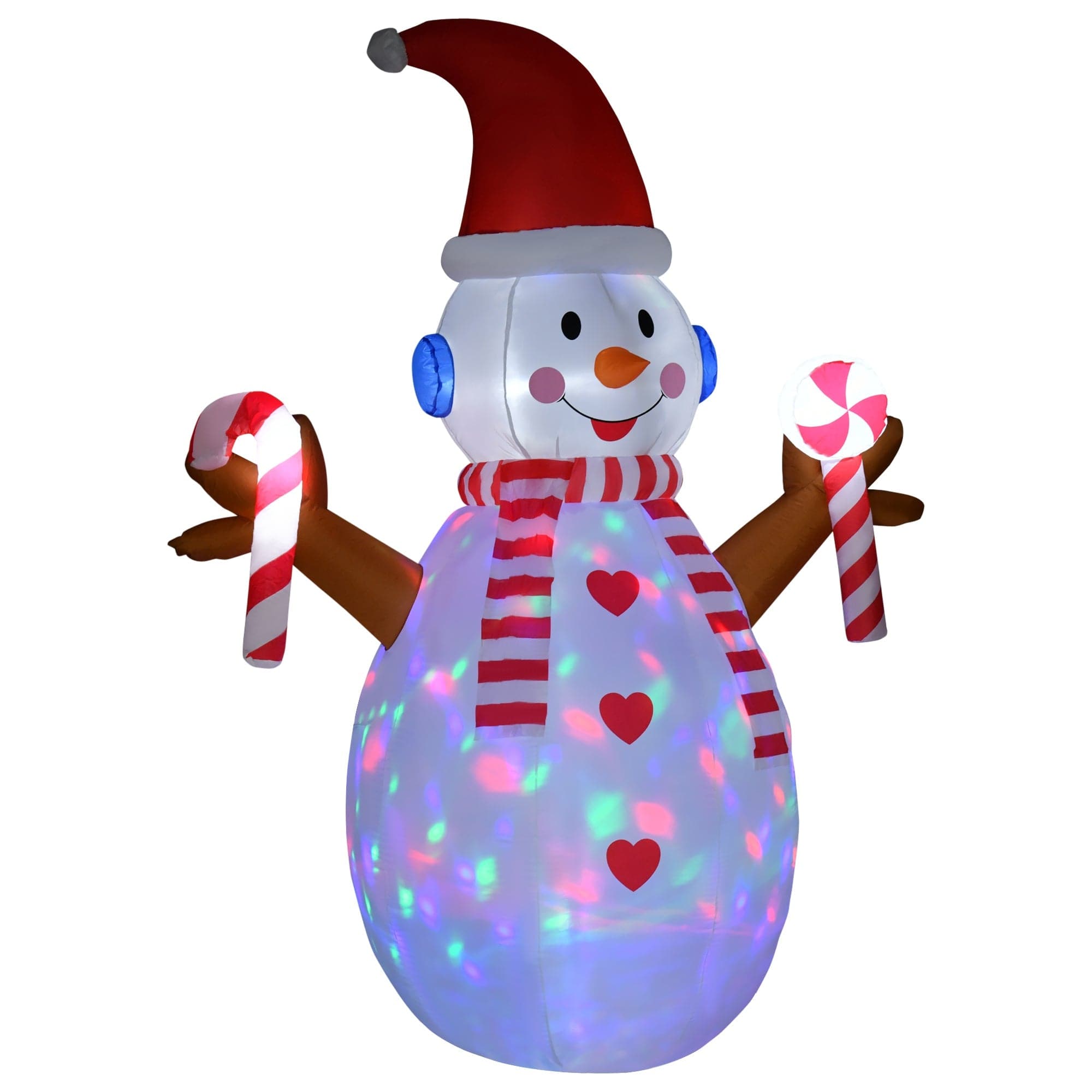 HOMCOM Christmas Rotating LED Inflatable Snowman Decoration