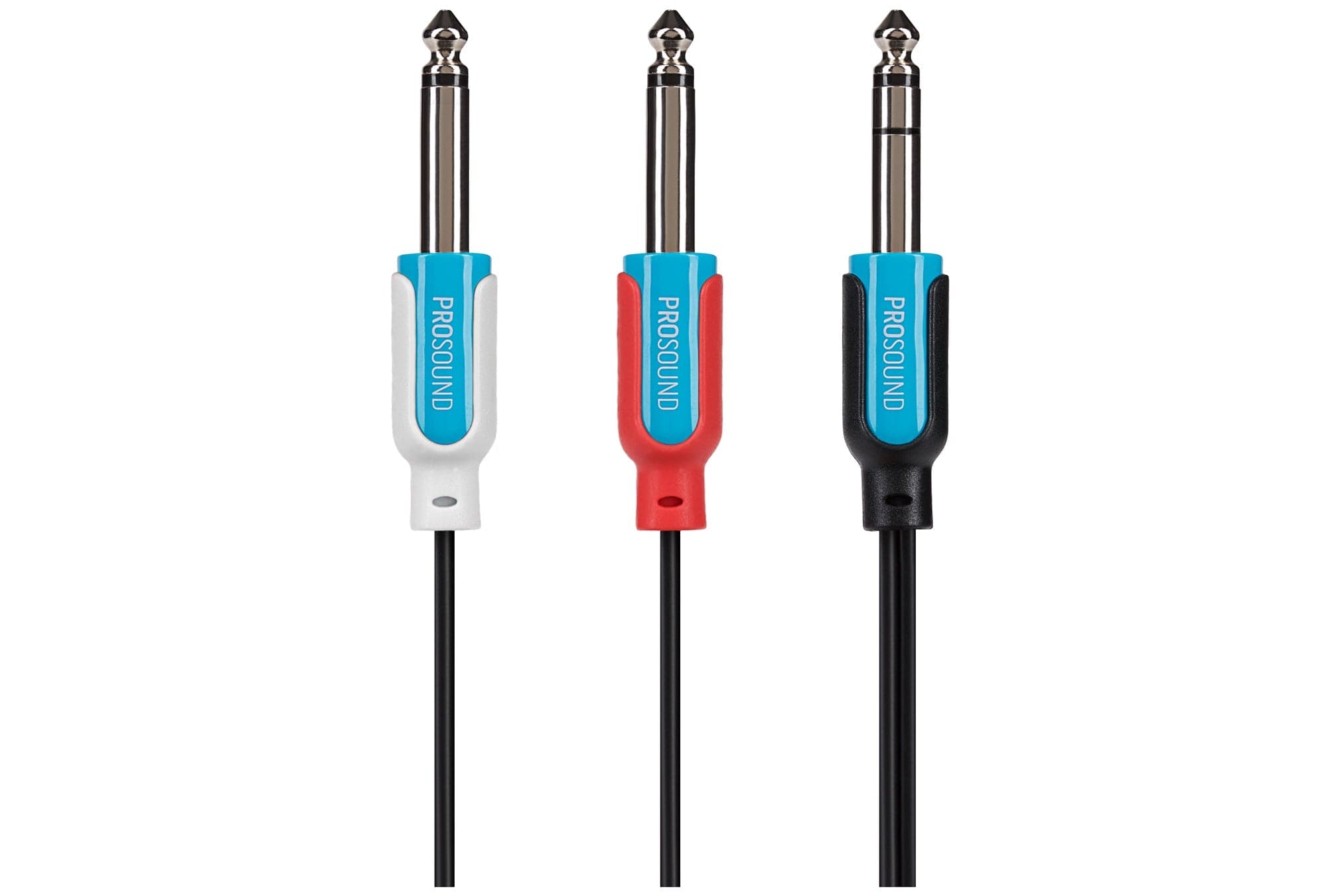 ProSound Twin 1/4" 6.35mm 2 Pole Jack Plugs to 1/4" 6.35mm 3 Pole Jack Plug Cable - Black