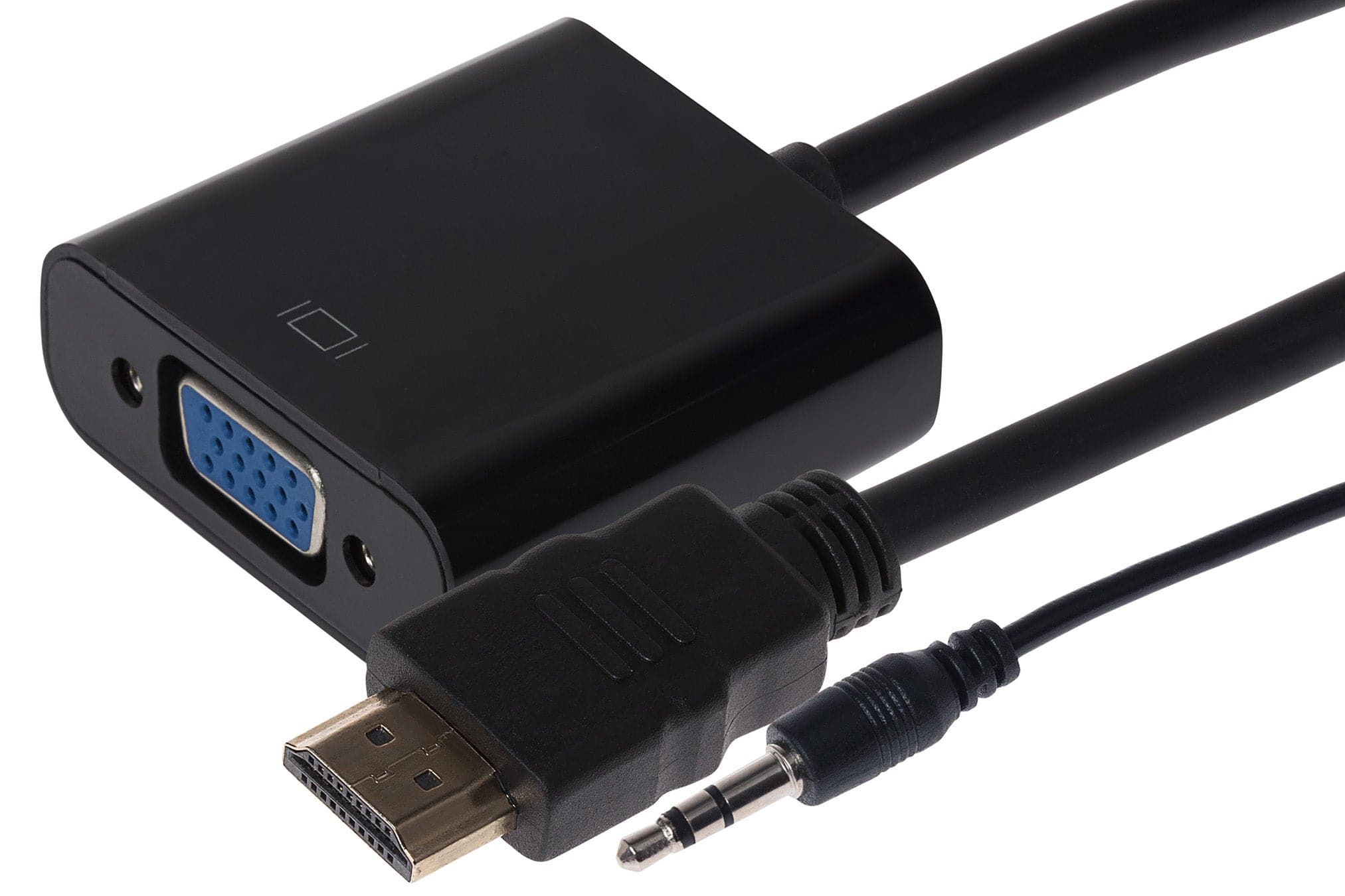Nikkai HDMI Male to VGA Female / 3.5mm Audio Port Adapter - Black, 10cm