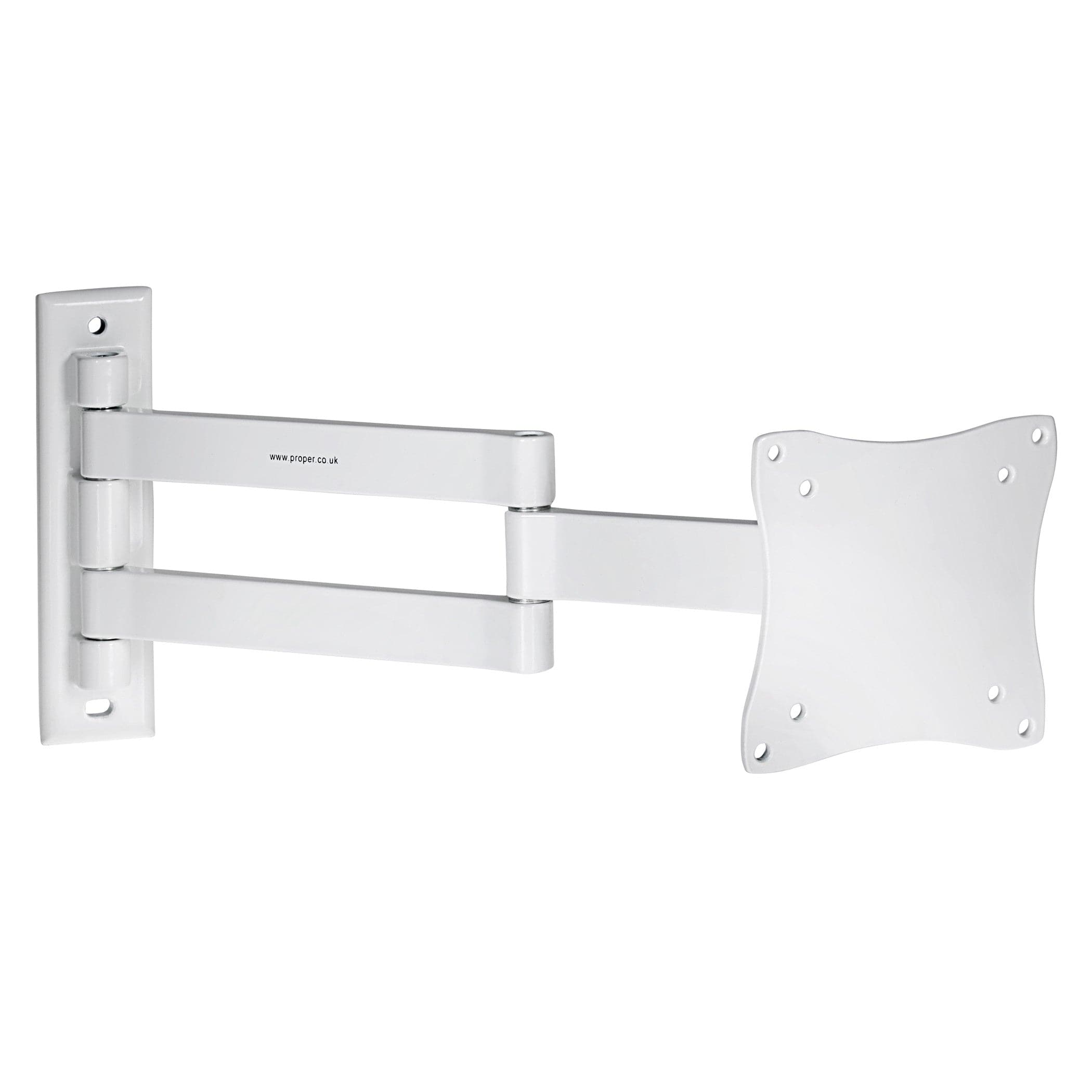 ProperAV Heavy Duty Swing Arm 70deg Tilt 13" - 28" TV Wall Bracket (15kg Capacity / VESA Max. 100x100) (White)