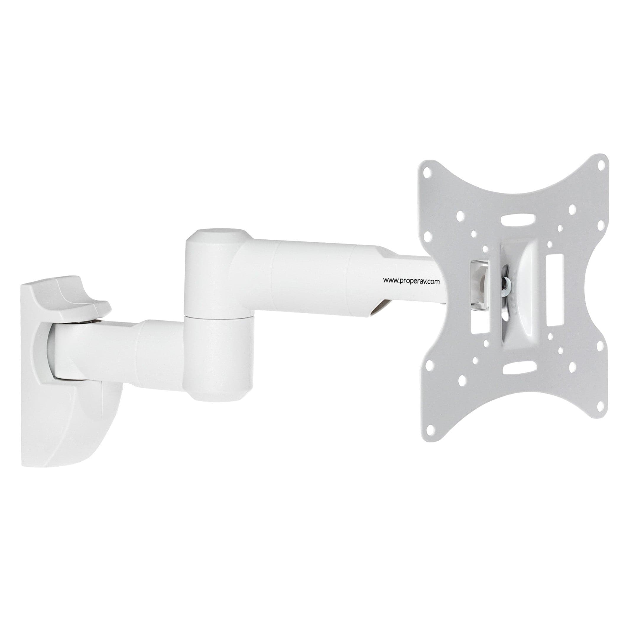 ProperAV Dual Pivot Swing Arm 20° Tilt 23" - 43" TV Wall Bracket (30kg Capacity / VESA Max. 200x200) (White)