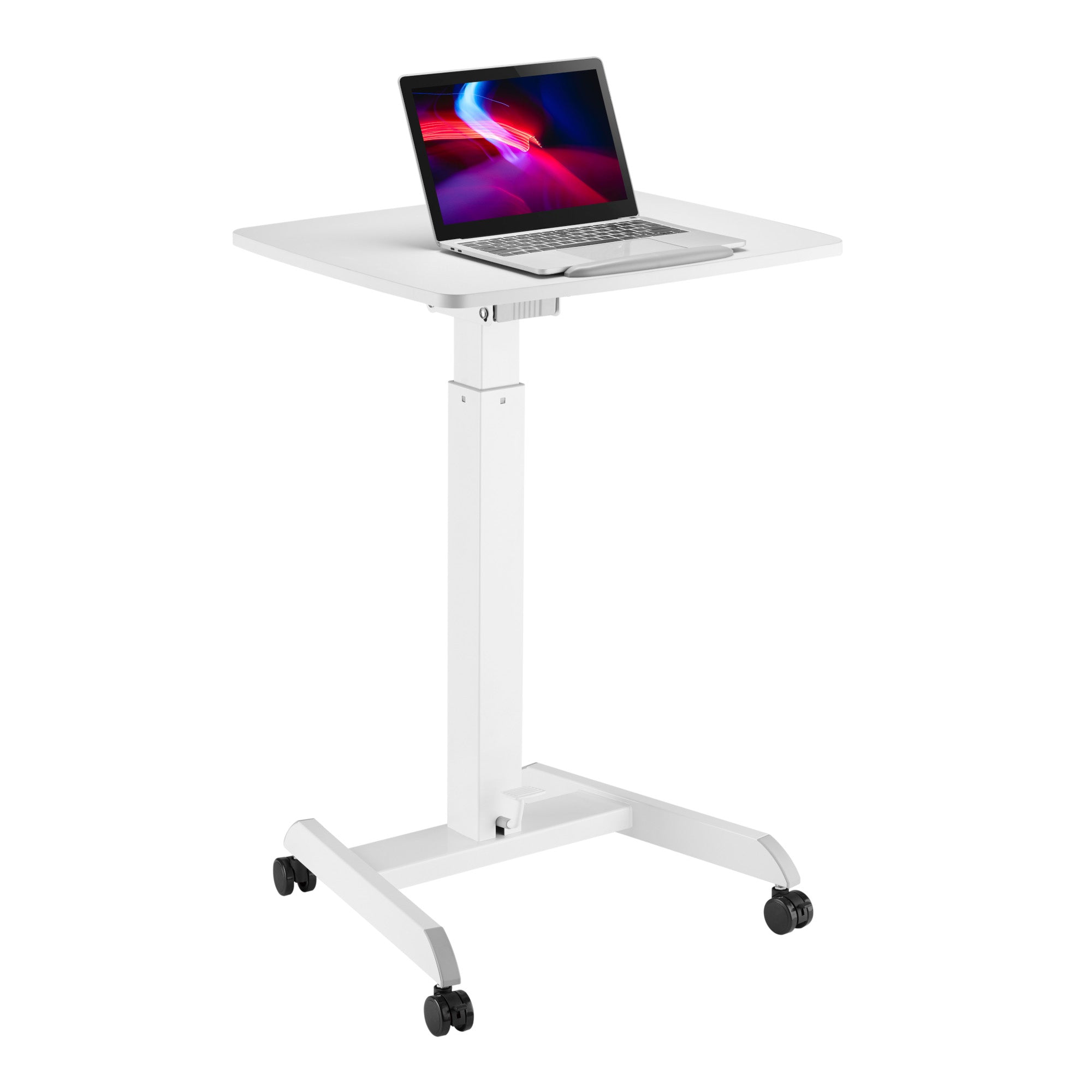 ProperAV Mobile Sit-Stand Desk Workstation - White
