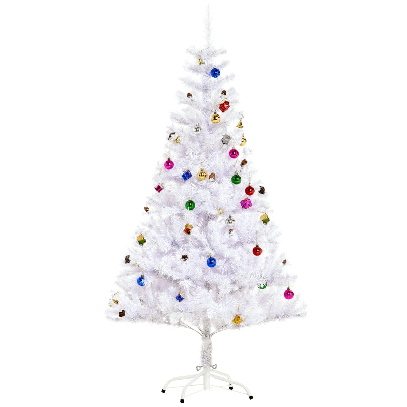 HOMCOM 4.9ft Artificial PVC Christmas Tree with Ornaments