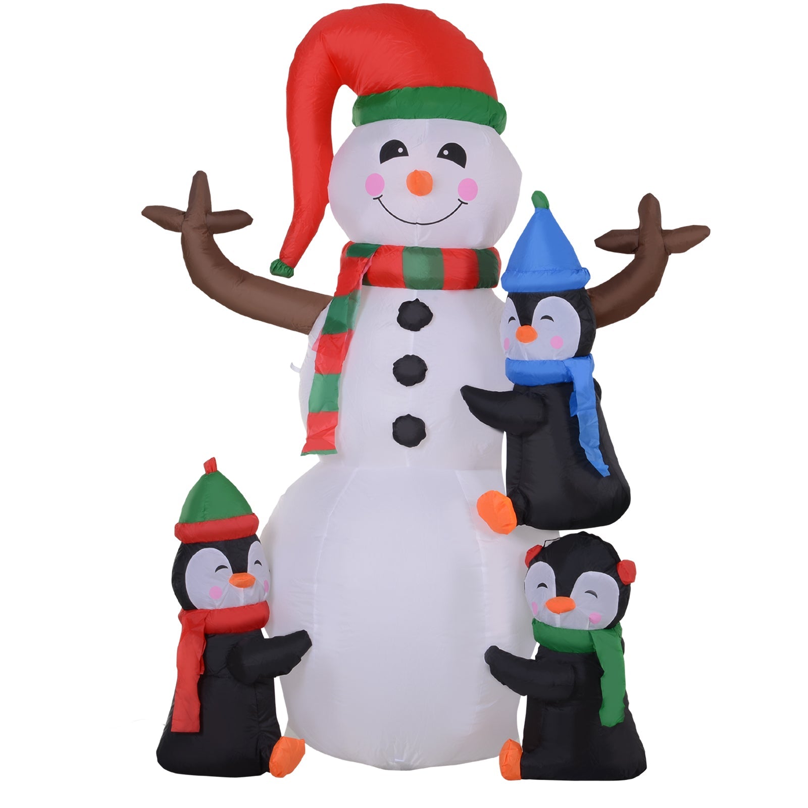 HOMCOM Outdoor Inflatable LED Snowman and Penguins Christmas Decorations