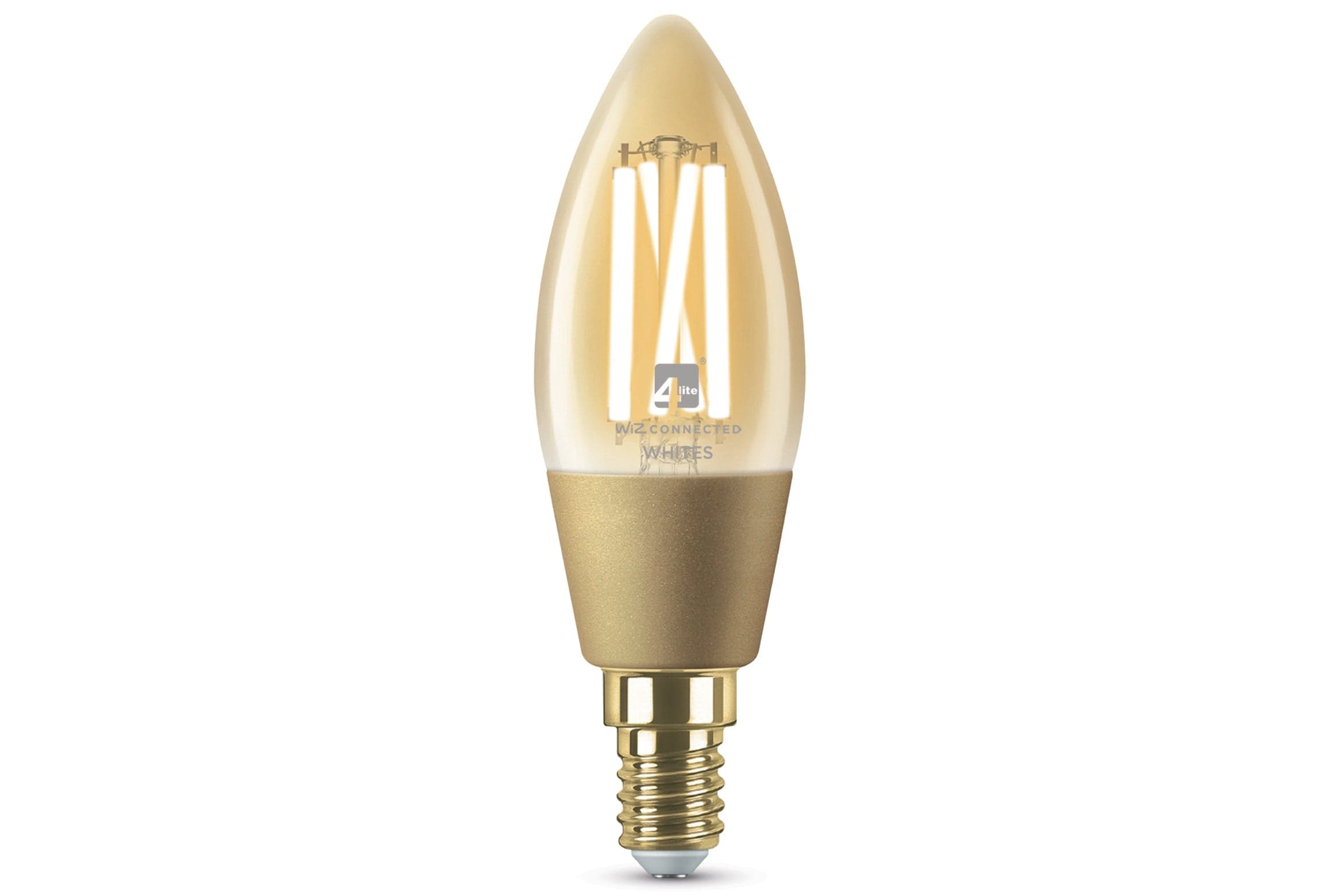 4lite WiZ Connected C35 Candle Filament Amber WiFi LED Smart Bulb - E14 Small Screw (Single)