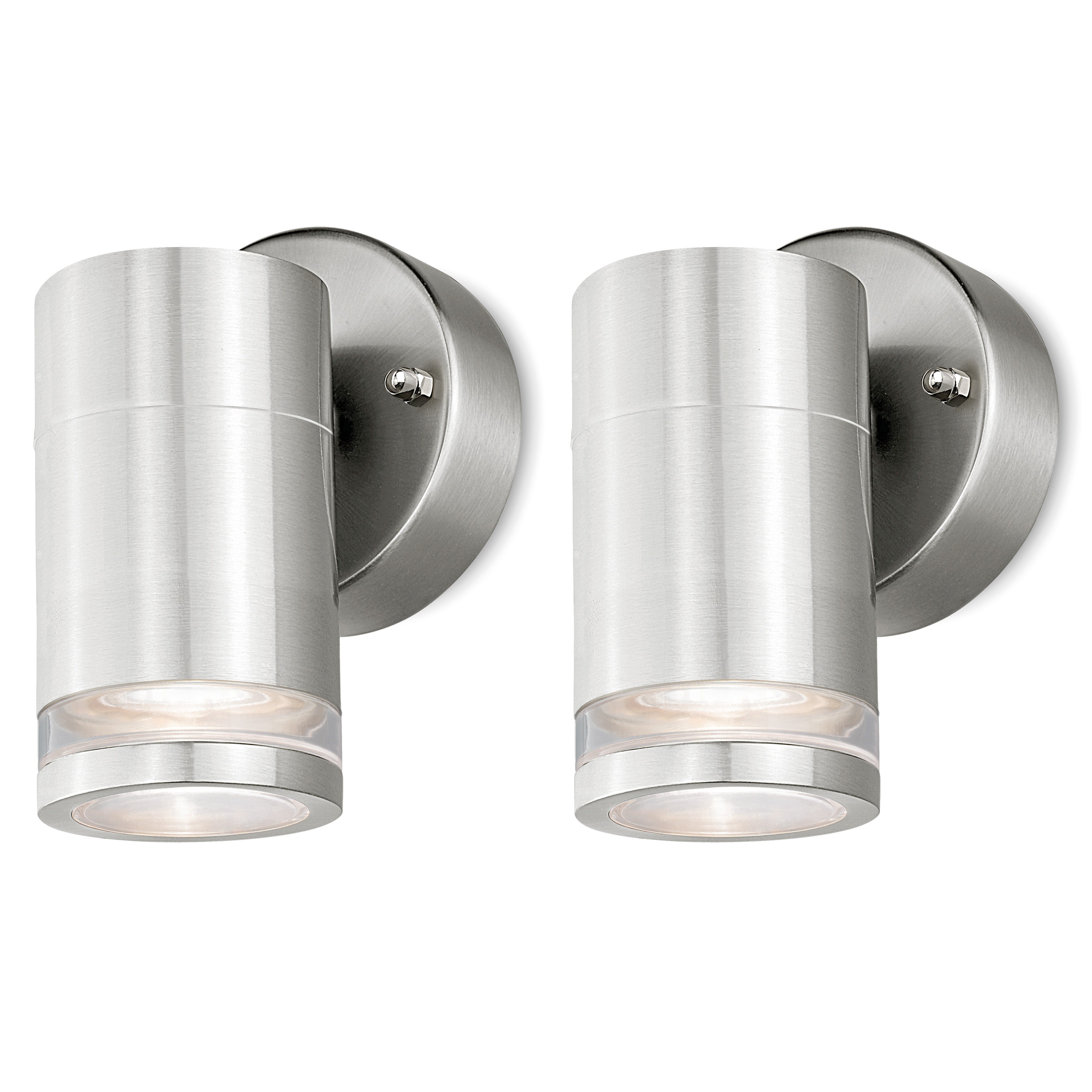4lite Marinus GU10 Single Direction Outdoor Wall Light without PIR - Stainless Steel (Pack of 2)