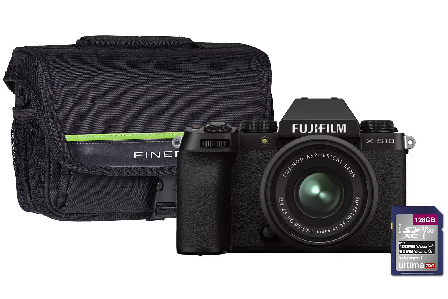 Fujifilm X-S10 Mirrorless Camera - Black (Camera + 15-45mm Lens + 128GB SD Card + Case)