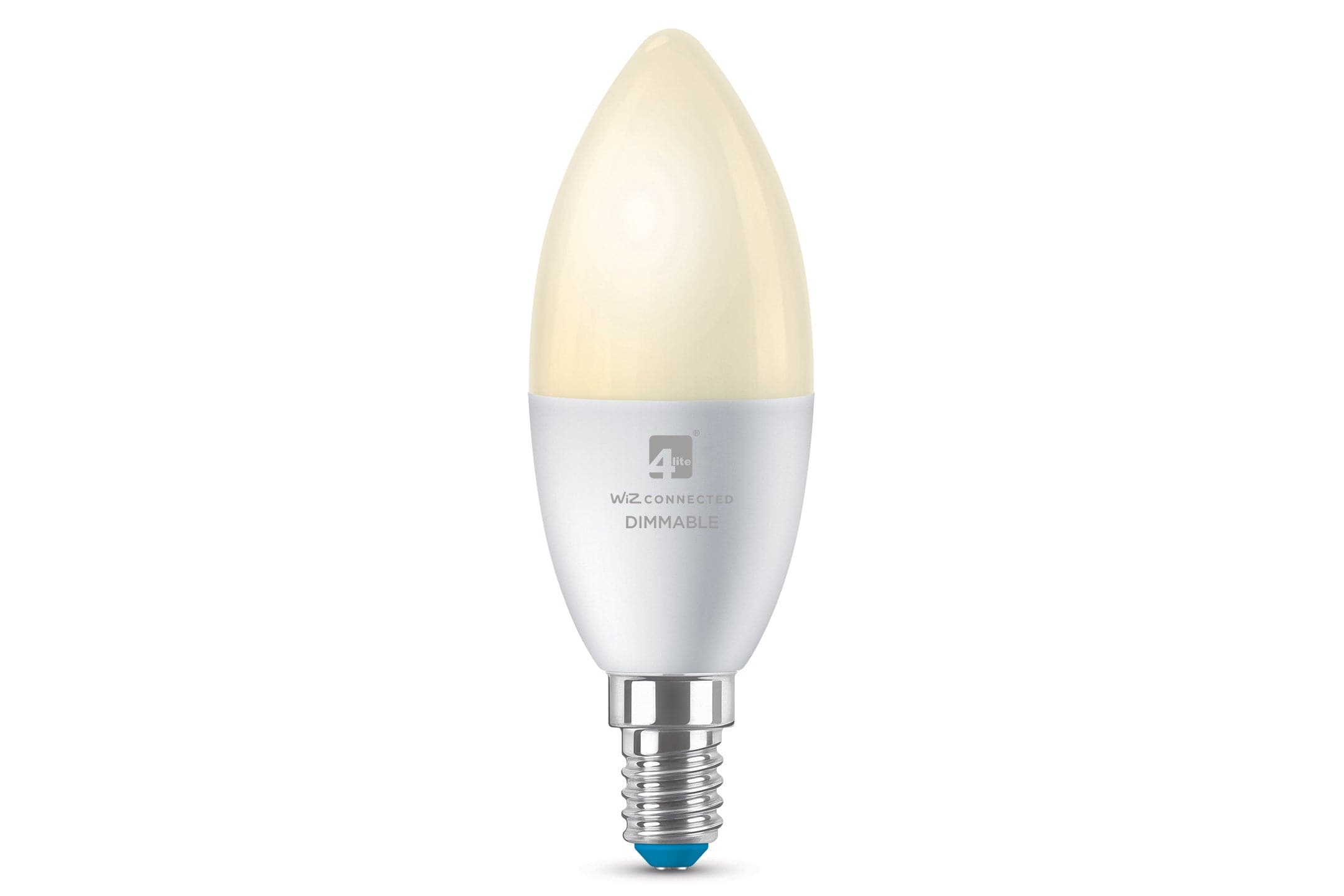 4lite WiZ Connected C37 Candle Dimmable Warm White WiFi LED Smart Bulb - E14 Small Screw (Single)