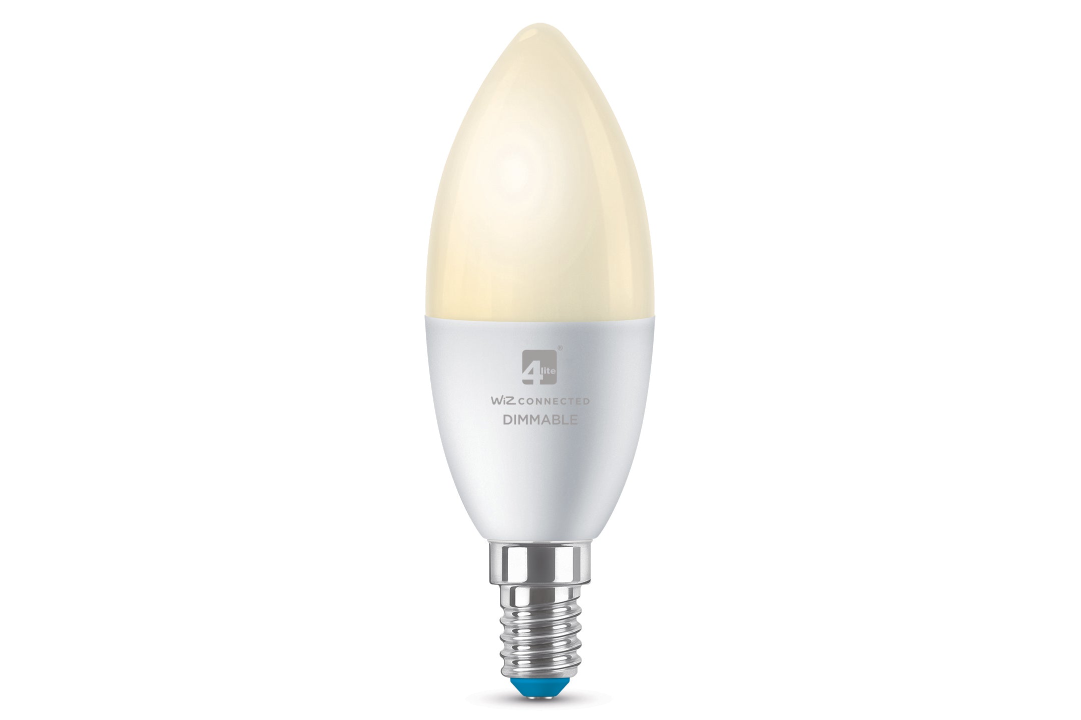 4lite WiZ Connected C37 Candle Dimmable Warm White WiFi LED Smart Bulb - E14 Small Screw (Single)