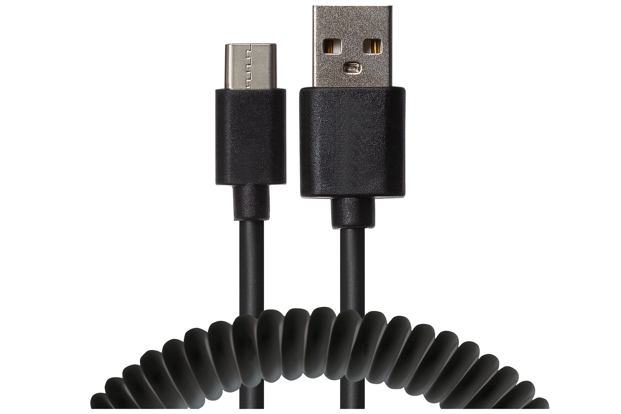 Maplin USB-A 2.0 to Micro USB Coiled Curly Cable - Black, 1.2m