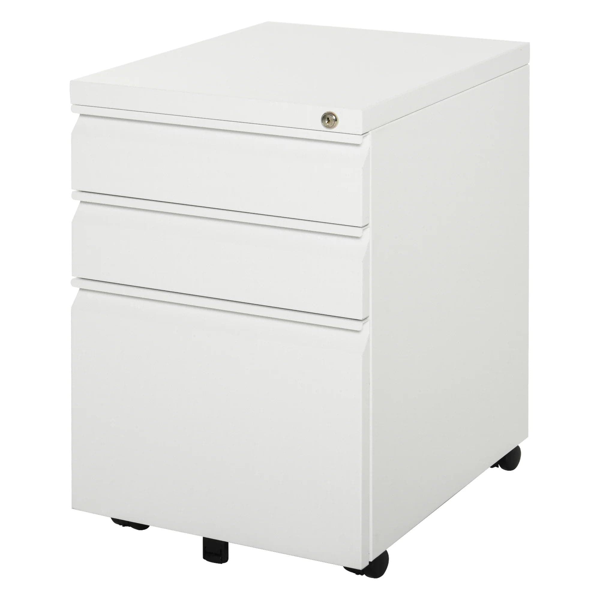 ProperAV Steel 3-Drawer Rolling Filing Cabinet - White