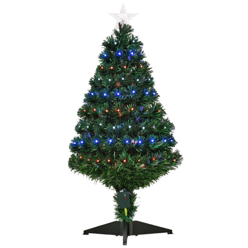 HOMCOM 3ft Pre-Lit Fibre Optic LED Artificial Christmas Tree