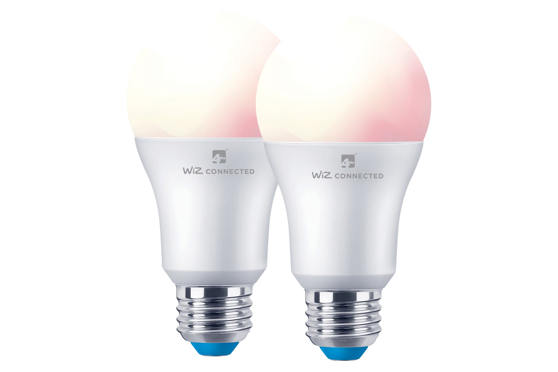 4lite WiZ Connected A60 Dimmable Multicolour WiFi LED Smart Bulb - E27 Large Screw (Pack of 2)