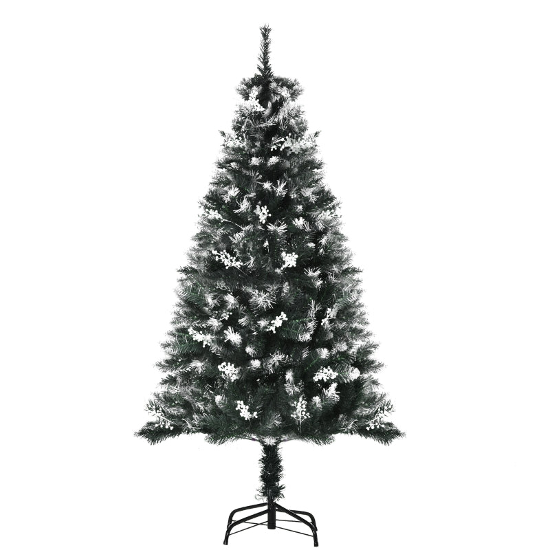 HOMCOM 5ft Snow-Dipped Artificial Christmas Tree with Star Topper