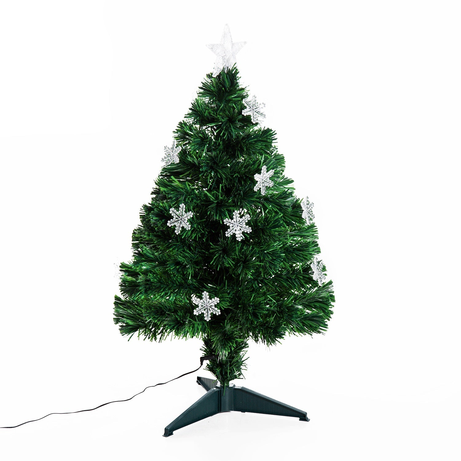 HOMCOM 3ft Fibre Optic Artificial Christmas Tree with Snowflakes Lights