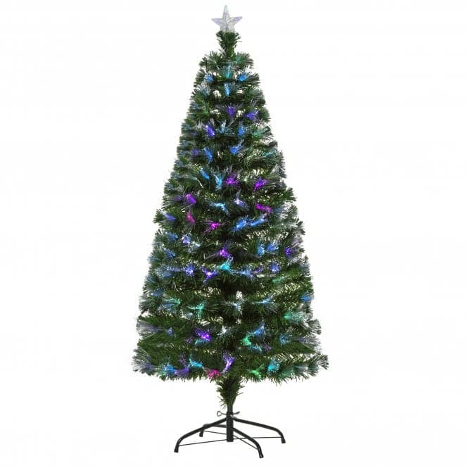 HOMCOM 5ft Multicoloured Fibre Optic Artificial Christmas Tree with Metal Stand