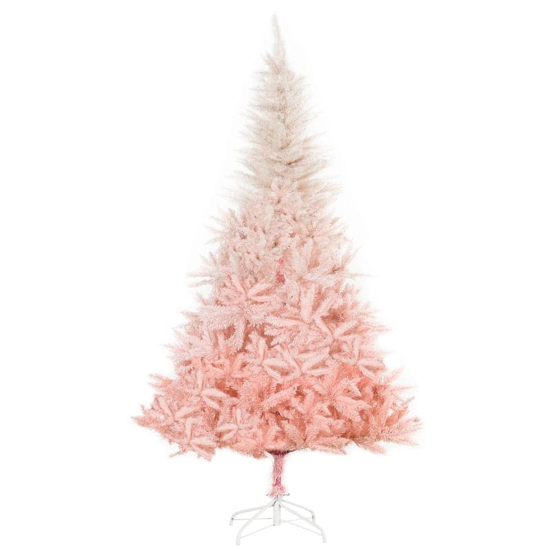 HOMCOM 6ft Pink Artificial Christmas Tree with Metal Stand