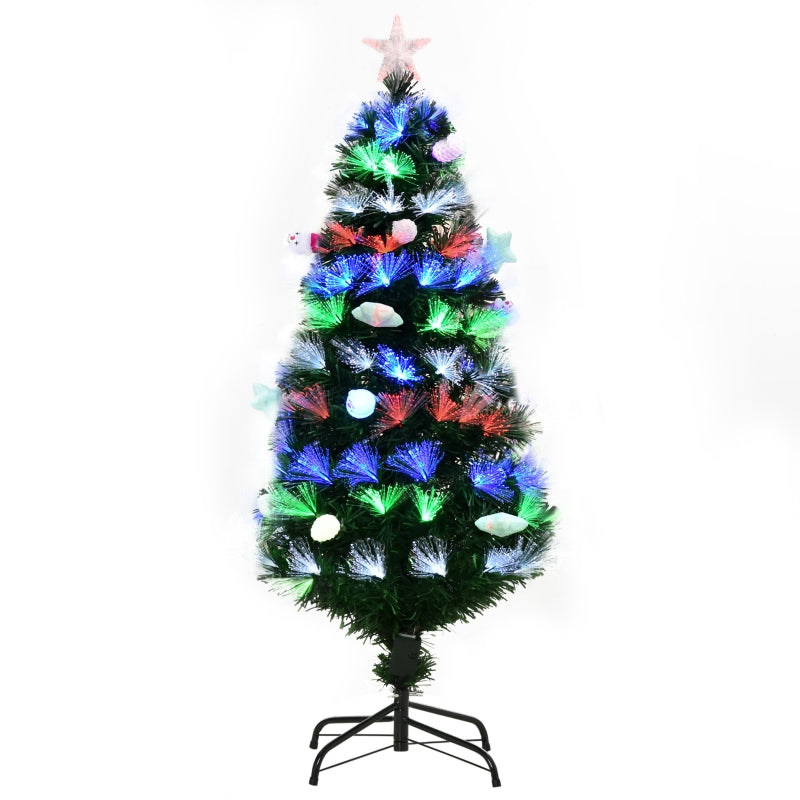 HOMCOM 4ft Pre-Lit Fibre Optic LED Artificial Christmas Tree