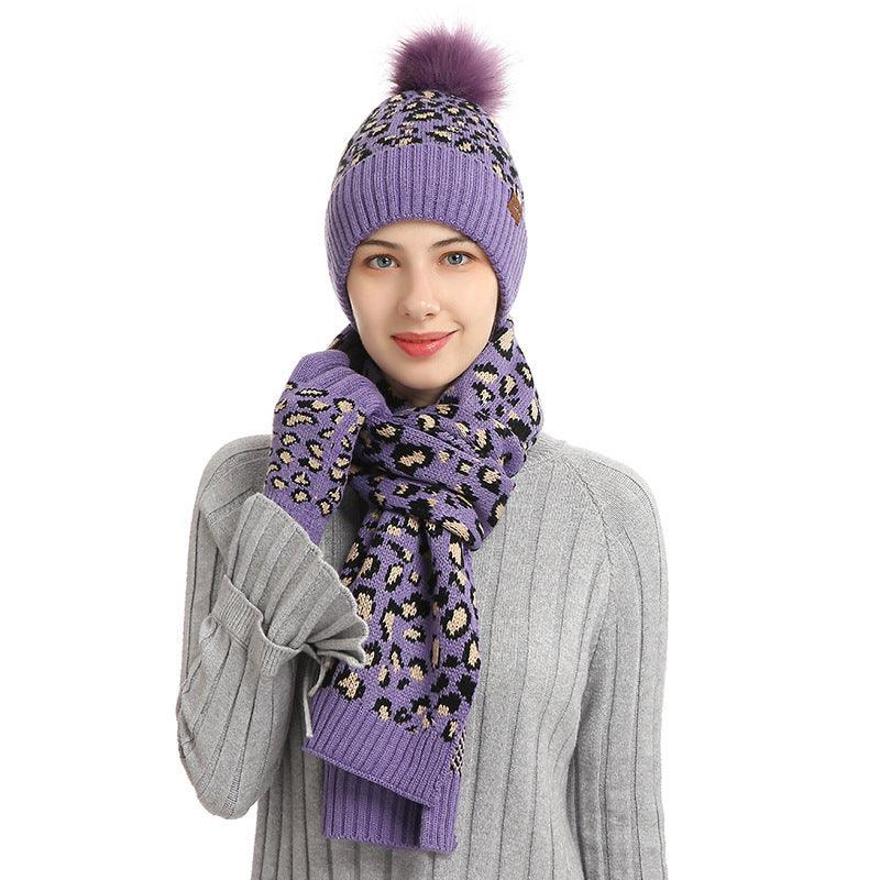 Three-piece Warm Knitted Woolen Hat, Scarf And Gloves - melvincucci