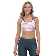 Black / XS Sports bra - Delicate Blooming Floral Seamless Design