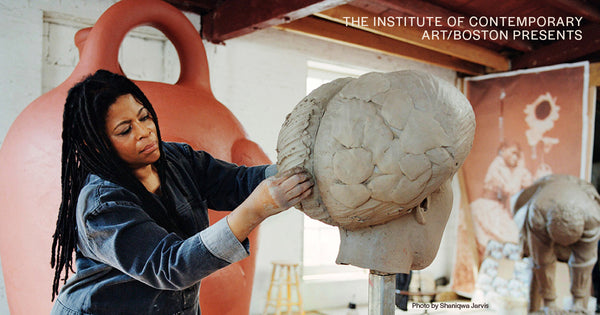 Artist Simone Leigh at work in her studio ahead of the Venice Biennale, shot by Shaniqwa Jarvis.