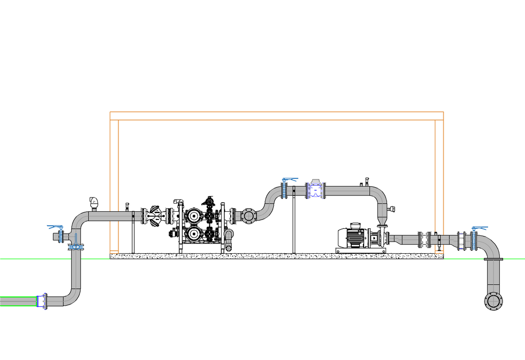 Drawing steel headworks, pump and filtration.