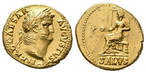 Salus ancient roman gold coin