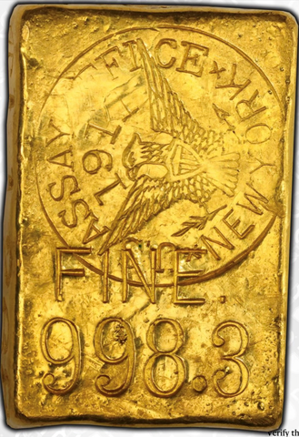 First New york assay office gold ingot