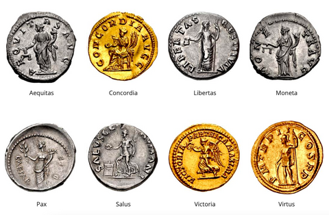 Common reverse divinities on Imperial coinage