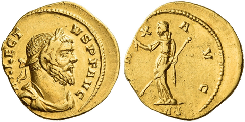 Aureus of Allectus ca. 293 AD after deposing Carausius