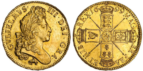 Gold 5 guinea Coin of William III