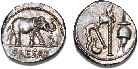 Legionary Denarius minted by Caesar to pay his troops