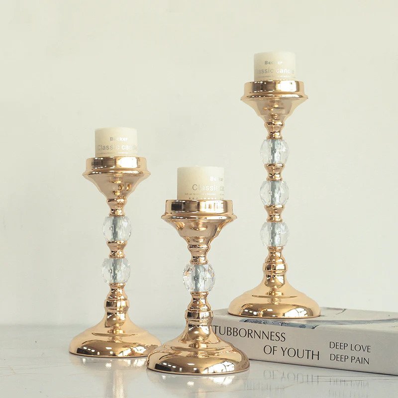 Gold Crystal Candle Holder